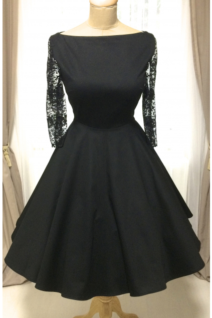 ADELE retro šaty s krajkovými rukávy MiaBella