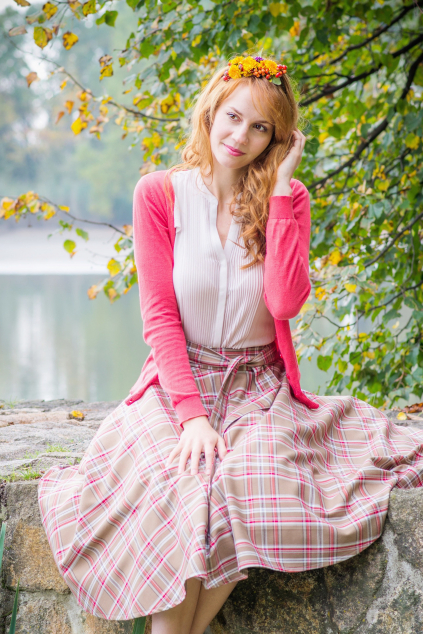 Kolová sukně skotská kostka hnědá - více barev (Barva Barva ze vzorníku č. 1 - bez příplatku, Velikost Na zakázku - pas > 90cm + 200Kč)