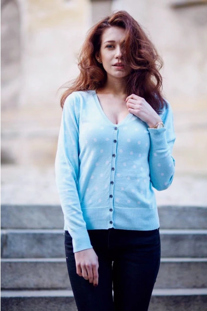 Svetřík světle modrý s puntíky MiaBella
