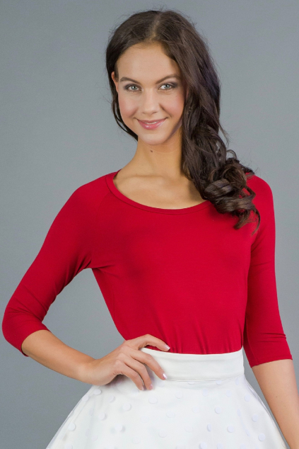 Rubínové triko s kulatým výstřihem MiaBella