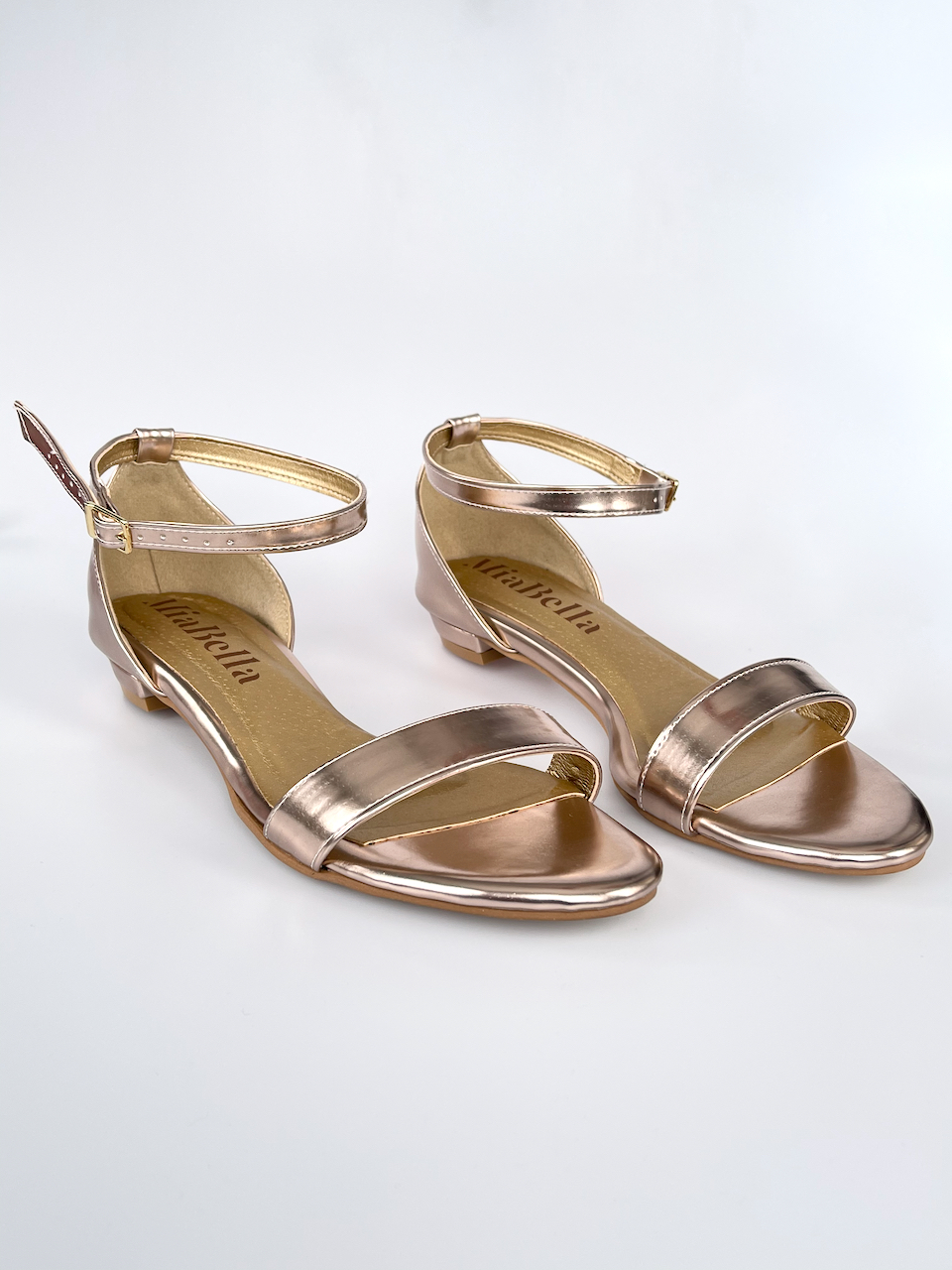 Rose-gold sandálky bez podpatků 40,5 - stélka 27,5cm / obvod 23,5cm