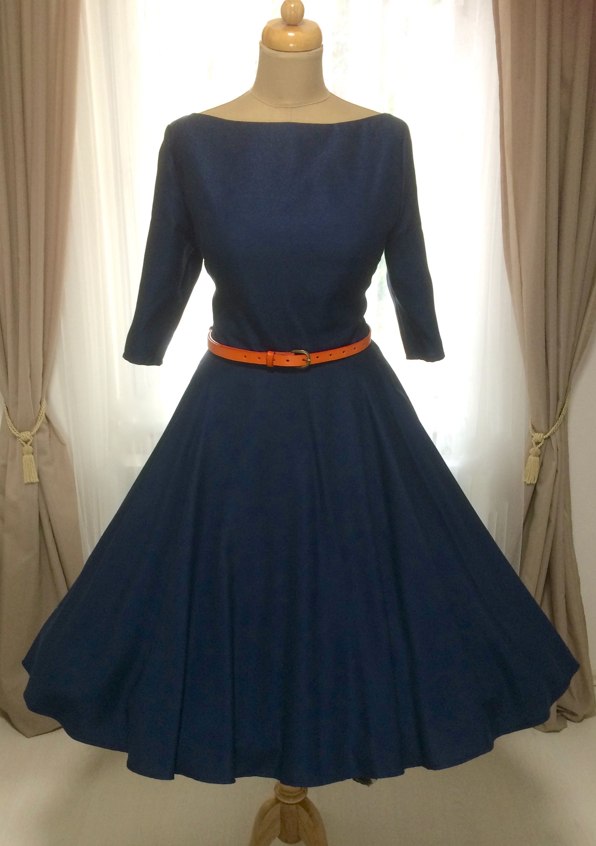 ADELE vlněné tmavě modré retro šaty Barva jako na obrázku, 38