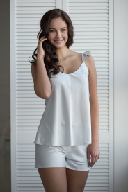 Šedo-modré saténové pyžamo MiaBella