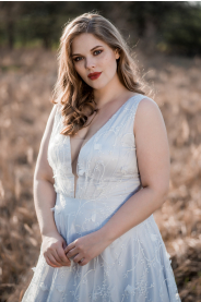 Šedo-modré svatební šaty ISABELLA PLUS – detail modelu