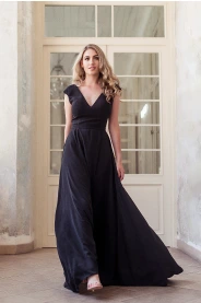 Černé společenské šaty LOREN - více barev – přední pohled