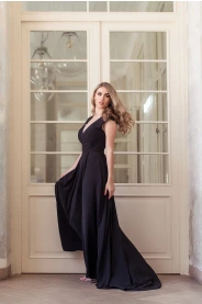 Černé společenské šaty LOREN - více barev – zadní pohled