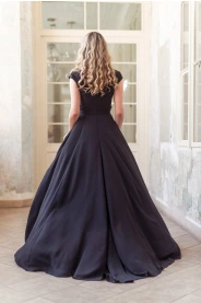 Černé společenské šaty LOREN - více barev – detail střihu