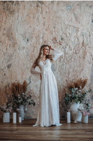 Svatební šaty Krajkové boho šaty Paloma – detail střihu