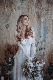 Svatební šaty Krajkové boho šaty Paloma – zadní pohled