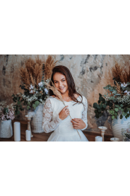 Dlouhé svatební šaty Elie s rukávy