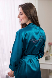 Saténový župan smaragdový – detail modelu