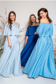 Dlouhá zavinovací sukně - výběr barev modré – detail modelu