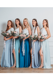 Dlouhá zavinovací sukně - výběr barev modré – přední pohled