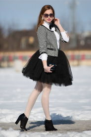 Dámská tylová TUTU sukně černá (Délka sukně pod kolená - 60 cm)