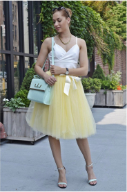 Dámská tylová TUTU sukně žlutá (Délka sukně pod kolená - 60 cm)