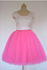 Tylová TUTU sukně tmavě růžová – přední pohled