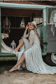 Bohémské svatební šaty LUCINDA – přední pohled