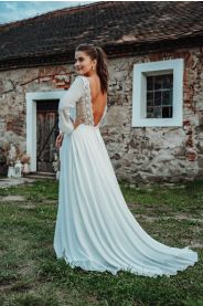 Šifonové svatební šaty DOVE – zadní pohled