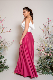 Dlouhá zavinovací sukně - výběr barev růžové (Barva Požadovanou barvu uveďte v poznámce objednávky, Velikost 44 a větší)