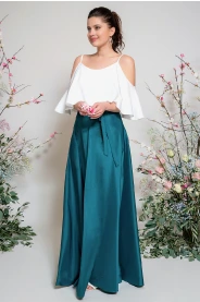 Dlouhá zavinovací sukně - výběr barev zelené – detail modelu