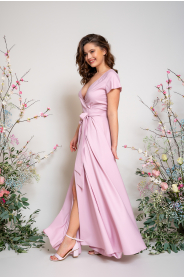 Dlouhé zavinovací šaty véčko & lodička PLUS (Barva Švestková  /prune/, Střih 44 a větší)