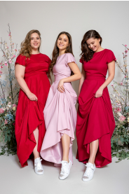 Dlouhé zavinovací šaty véčko & lodička PLUS (Barva Švestková  /prune/, Střih 44 a větší)