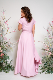 Dlouhé zavinovací šaty véčko & lodička PLUS (Barva Švestková  /prune/, Střih 44 a větší)