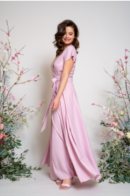 Dlouhé zavinovací šaty véčko & lodička PLUS (Barva Švestková  /prune/, Střih 44 a větší)