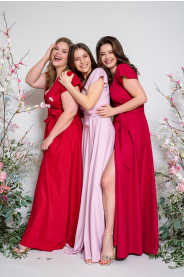 Dlouhé zavinovací šaty véčko & lodička PLUS (Barva Švestková  /prune/, Střih 44 a větší)