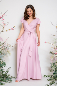 Dlouhé zavinovací šaty véčko & lodička PLUS (Barva Švestková  /prune/, Střih 44 a větší)