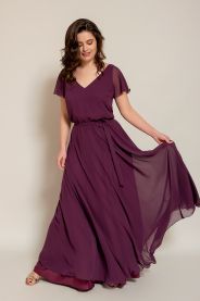 Dlouhé šifonové šaty s rukávy MiaBella