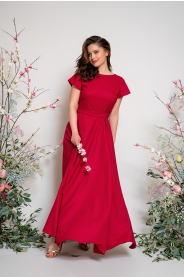 Dlouhé zavinovací šaty s výstřihem véčko & lodička (otáčecí) 2 (Barva Švestková  /prune/, Střih 40)