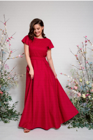 Dlouhé zavinovací šaty s výstřihem véčko & lodička (otáčecí) 2 (Barva Švestková  /prune/, Střih 40)