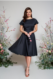 Midi zavinovací šaty s výstřihem véčko & lodička (otáčecí) (Barva Švestková  /prune/, Střih 44 a větší)