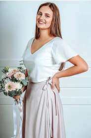 Vzorkový top s V výstřihem a rukávy MiaBella