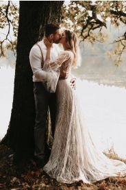 Svatební šaty Boho krajkové šaty SOFIA, vel. 38 – silueta modelu