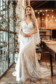 Svatební šaty Boho krajkové šaty SOFIA, vel. 38 – boční pohled