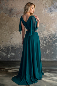 Šifonové společenské šaty s rukávky – detail modelu