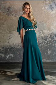 Šifonové společenské šaty s rukávky – detail materiálu