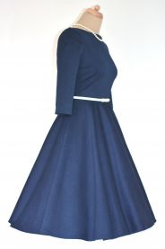 ADELE retro šaty modré denim – zadní pohled