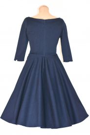 ADELE retro šaty modré denim – boční pohled