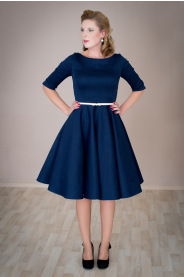 ADELE retro šaty modré denim (Barva Barva jako na obrázku, Velikost Zakázkové šití + 500Kč)