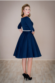 ADELE retro šaty modré denim (Barva Barva jako na obrázku, Velikost Zakázkové šití + 500Kč)