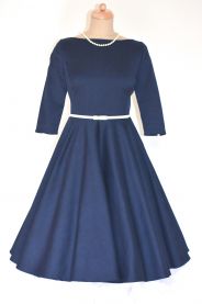 ADELE retro šaty modré denim – přední pohled