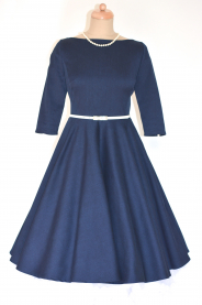 ADELE retro šaty modré denim (Barva Barva jako na obrázku, Velikost Zakázkové šití + 500Kč)