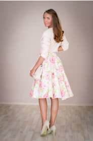 Kolová sukně s pivoňkami – detail modelu