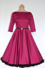 ADELE retro šaty vínové - více barev – detail modelu