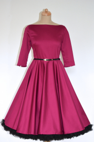 ADELE retro šaty vínové - více barev (Barva Barva jako na obrázku, Velikost Zakázkové šití + 500Kč)