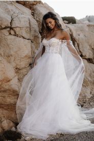 CALLA tylové svatební šaty – detail materiálu