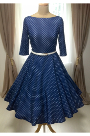 ADELE retro šaty denim s puntíkem – detail modelu